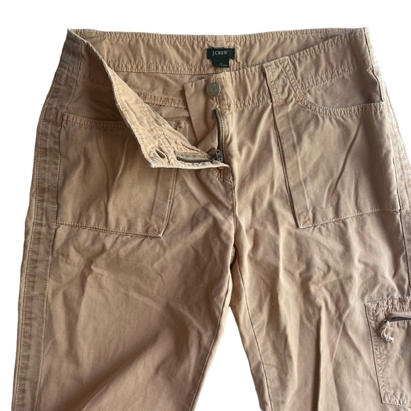 J. Crew Khaki Utility Cargo Pants Favorite fit Tan Brown Size 2 Low Rise Flare - Picture 3 of 9